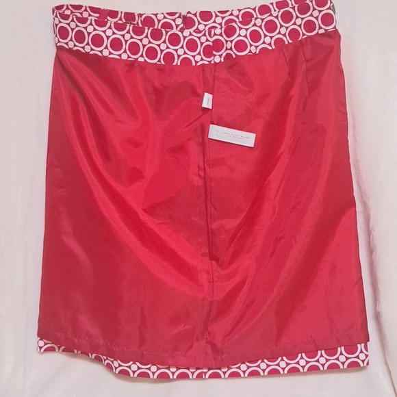 ANN TAYLOR MINI SKIRT -CoralPink & White. NWOT - Picture 6 of 9